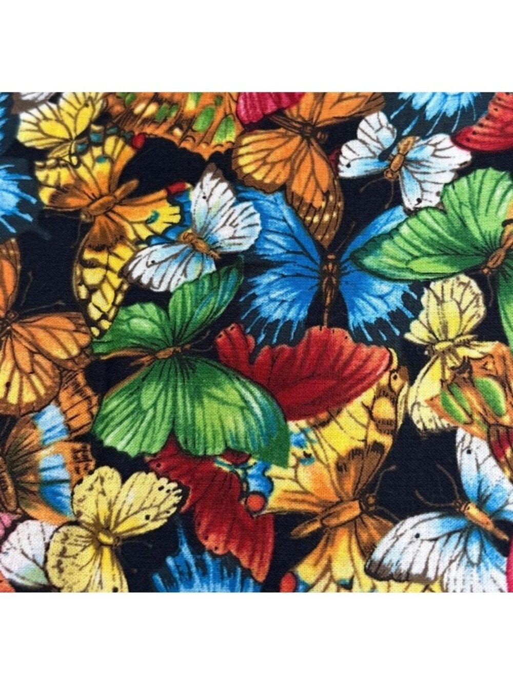 Butterfly Print Cotton Fabric Cranston 27" x 44" Multicolor 2009 Sewing Craft